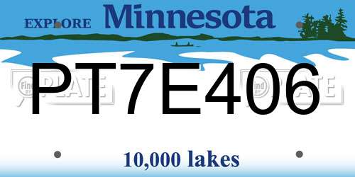 PT7E406 Minnesota License Plate