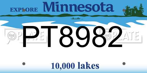 PT8982 Minnesota License Plate