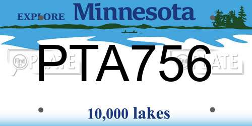 PTA756 Minnesota License Plate
