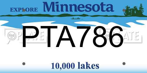 PTA786 Minnesota License Plate
