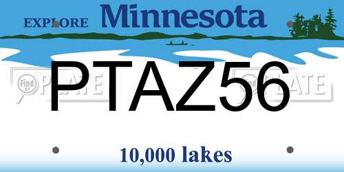 PTAZ56 Minnesota License Plate