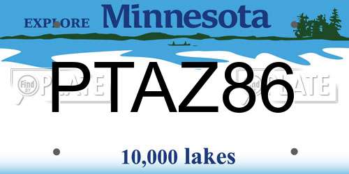 PTAZ86 Minnesota License Plate