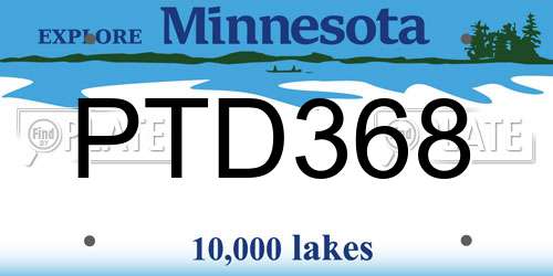 PTD368 Minnesota License Plate