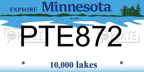 PTE872 Minnesota License Plate