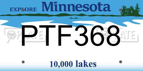 PTF368 Minnesota License Plate