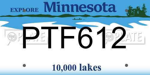 PTF612 Minnesota License Plate
