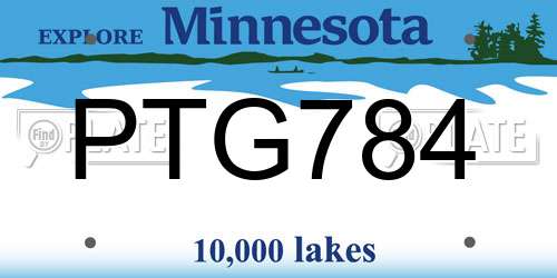 PTG784 Minnesota License Plate