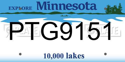 PTG9151 Minnesota License Plate