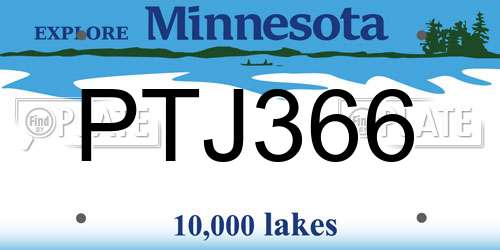 PTJ366 Minnesota License Plate