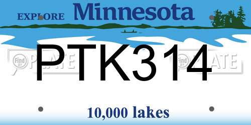 PTK314 Minnesota License Plate