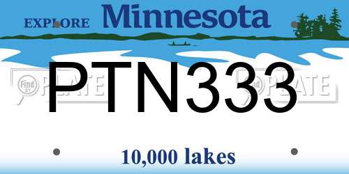 PTN333 Minnesota License Plate