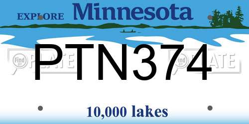 PTN374 Minnesota License Plate