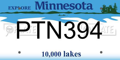 PTN394 Minnesota License Plate