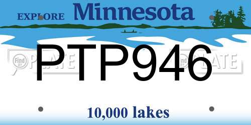 PTP946 Minnesota License Plate