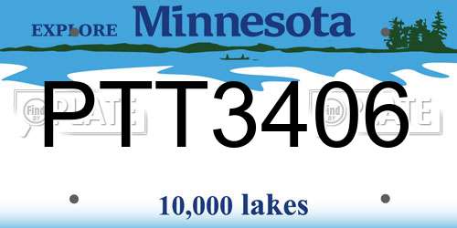PTT3406 Minnesota License Plate