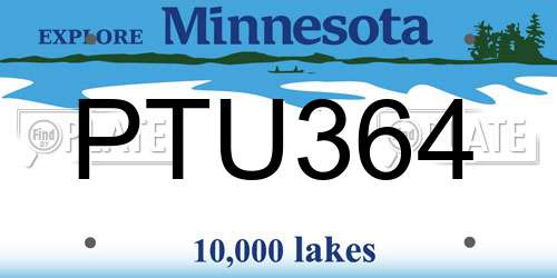 PTU364 Minnesota License Plate