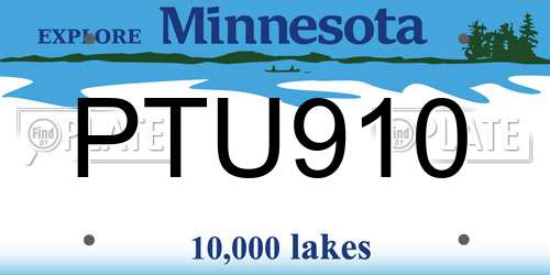 PTU910 Minnesota License Plate