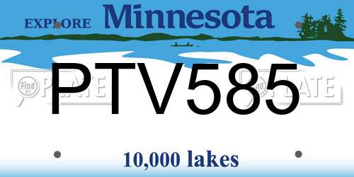 PTV585 Minnesota License Plate