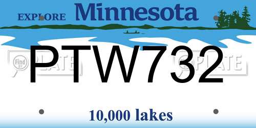 PTW732 Minnesota License Plate
