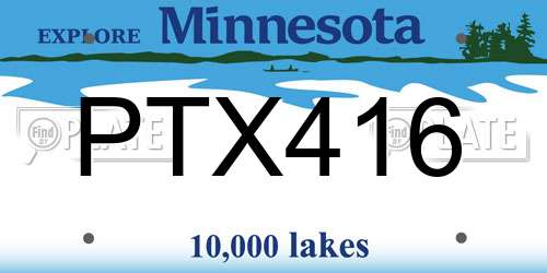 PTX416 Minnesota License Plate