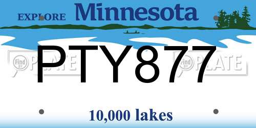 PTY877 Minnesota License Plate