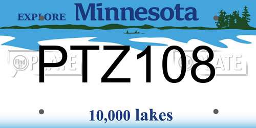 PTZ108 Minnesota License Plate