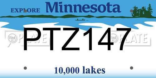 PTZ147 Minnesota License Plate