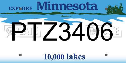 PTZ3406 Minnesota License Plate
