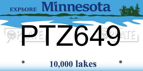 PTZ649 Minnesota License Plate