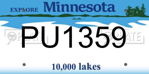 PU1359 Minnesota License Plate
