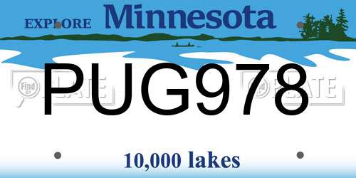 PUG978 Minnesota License Plate
