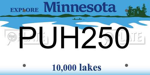 PUH250 Minnesota License Plate
