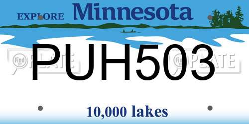 PUH503 Minnesota License Plate