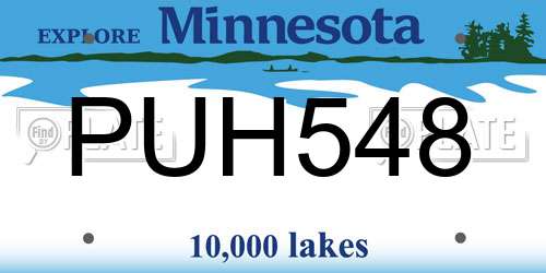 PUH548 Minnesota License Plate