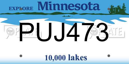 PUJ473 Minnesota License Plate