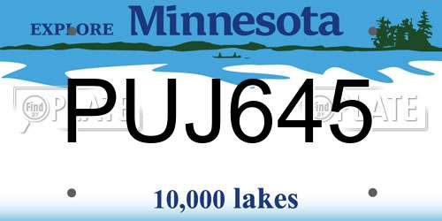 PUJ645 Minnesota License Plate