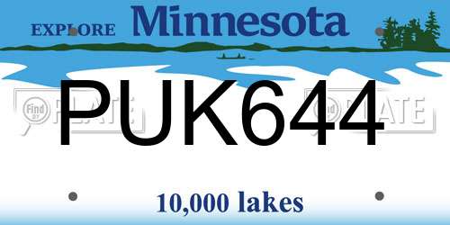 PUK644 Minnesota License Plate