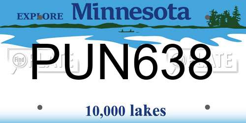 PUN638 Minnesota License Plate