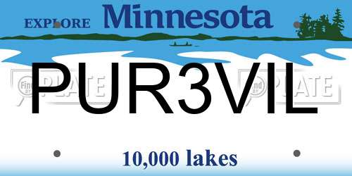 PUR3VIL Minnesota License Plate