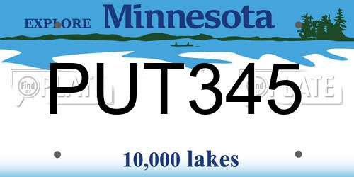PUT345 Minnesota License Plate