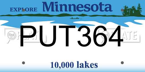 PUT364 Minnesota License Plate
