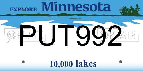 PUT992 Minnesota License Plate