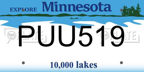 PUU519 Minnesota License Plate
