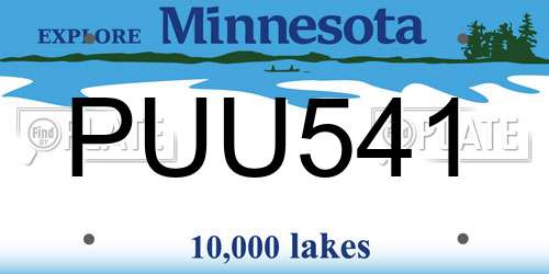 PUU541 Minnesota License Plate