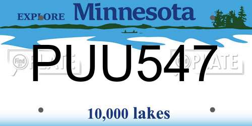 PUU547 Minnesota License Plate
