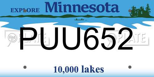 PUU652 Minnesota License Plate