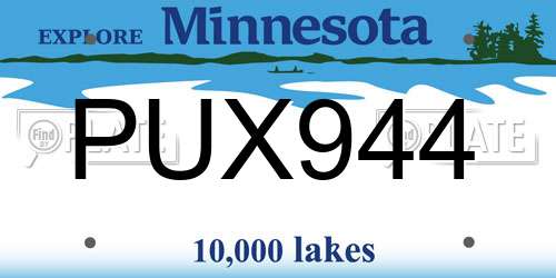 PUX944 Minnesota License Plate