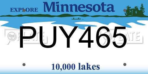 PUY465 Minnesota License Plate