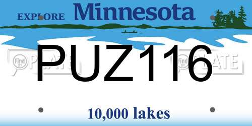 PUZ116 Minnesota License Plate