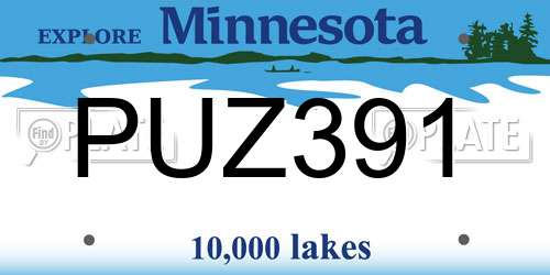 PUZ391 Minnesota License Plate